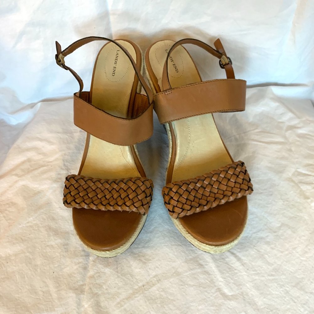 Lands End Woven Leather Wedge